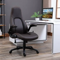Vinsetto Computer Gaming Chair, PU Leather Office Chair, Swivel Desk Chair with Adjustable Arms and Height, Padded Armrest and Seat, Rolling Wheels, Coffee(m-10)