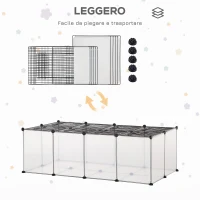 PawHut Recinto per Criceti e Roditori Modulabile con Accessori Montaggio, Resina e Acciaio, 140x70x45cm(m-7)