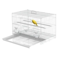 PawHut Gabbia per Uccelli in Metallo con Posatoi, Ciotole per Cibo e Maniglia, 60x41x41cm(m-10)