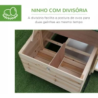 PawHut Galinheiro de Madeira de Abeto para Galinhas Exterior com Caixa Ninho Bandeja Removível e Espaço para Correr 196x76x97 cm Natural(m-6)