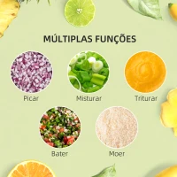 HOMCOM Processador de Alimentos 650W Taça 1L Copo 1,25L Processador de Alimentos com Ecrã LED 3 Velocidades Função de Pulse Aço Inoxidável 23,5x21x17,5cm Prata(m-7)