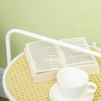 HOMCOM Mesa de Apoio com Prateleira de Vime Plástico Bandeja Removível e Alça Portátil 43,5x42,5x60cm Branco(m-8)