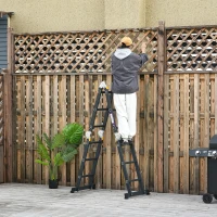 DURHAND 5-in-1 Multi-Purpose Folding Aluminum Ladder Scaffold with 2 Platform Plates, 150kg(m-14)