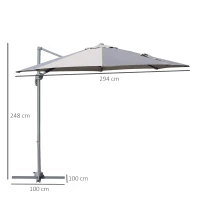 Outsunny Umbrela Soare Descentrata Unghi Inclinabil Rotatie la 360 de Gradina Φ294x248cm(m-3)