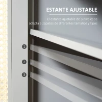 HOMCOM Mueble Aparador Moderno Armario Zapatero para 9 Pares de Zapatos con Puertas de Rejilla y Cajón 80x40x110 cm Gris(m-5)