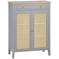 HOMCOM Mueble Aparador Moderno Armario Zapatero para 9 Pares de Zapatos con Puertas de Rejilla y Cajón 80x40x110 cm Gris(m-1)