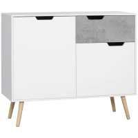 HOMCOM Dulap modern pentru depozitare, dulap decorativ cu sertar, 2 usi pentru dormitor, living, hol, gri deschis(m-1)