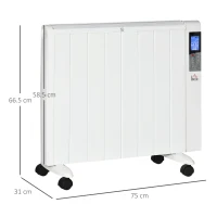 HOMCOM Incalzitor cu conventie, incalzire silentioasa, portabil sau montat pe perete cu detectarea deschiderii ferestrei, temporizator, telecomanda, oprire de siguranta(m-3)