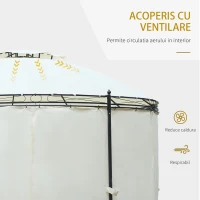 Outsunny Foisor de Gradina Rotund cu Acoperis Dublu, Curele Velcro si Perdele din Otel si Poliester, Ø350 x 275 cm, Alb(m-4)