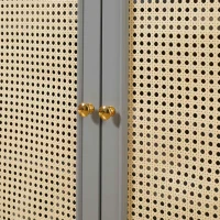 HOMCOM Mueble Aparador Moderno Armario Zapatero para 9 Pares de Zapatos con Puertas de Rejilla y Cajón 80x40x110 cm Gris(m-9)