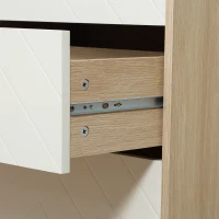 HOMCOM Dulap de depozitare modern , dulap decorativ cu 3 sertare, rafturi deschise pentru camera de zi, dormitor, biroul de acasa, natural si alb crem(m-8)