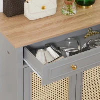 HOMCOM Mueble Aparador Moderno Armario Zapatero para 9 Pares de Zapatos con Puertas de Rejilla y Cajón 80x40x110 cm Gris(m-8)