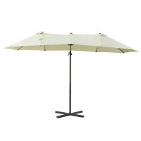 Outsunny Umbrela dubla din poliester Anti-UV impermeabil bej 440x270x250cm(m-11)