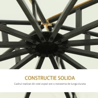 Outsunny Foisor de Gradina Rotund cu Acoperis Dublu, Curele Velcro si Perdele din Otel si Poliester, Ø350 x 275 cm, Alb(m-6)