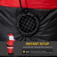 Outsunny Mos Craciun gonflabil, afisaj in aer liber cu LED in curte pentru petrecere in gradina 1,8m(m-6)