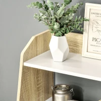 HOMCOM Dulap de depozitare modern , biblioteci cu usi glisante si rafturi deschise pentru sufragerie si camera de joaca, alb, natural(m-7)