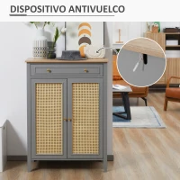 HOMCOM Mueble Aparador Moderno Armario Zapatero para 9 Pares de Zapatos con Puertas de Rejilla y Cajón 80x40x110 cm Gris(m-7)