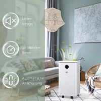 HOMCOM Luftentfeuchter, 5 Programme, 10L Wasser/Tag, Steuerung über WLAN/Google/Alexa, sehr leise, weiß, 25 x 25 x 50cm(m-9)