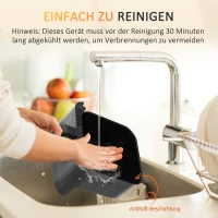 HOMCOM 4-in-1 Heißluftfritteuse, 1350 W, 6,5 L, Digitale Anzeige, Schwarz + Silber(m-10)