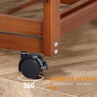 HOMCOM Chariot de Service Cuisine Desserte à roulettes Multi-rangements tiroirs paniers étagères Range Bouteilles Bois de pin(m-5)