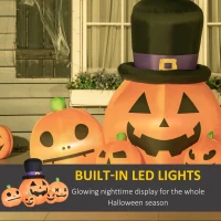 Outsunny 6ft Inflatable Halloween Large Pumpkin in Hat with Four Small Pumpkins, Blow-Up LED Display for Lawn, Garden, Party, Indoor and Outdoor(m-4)
