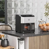HOMCOM 4-in-1 Heißluftfritteuse, 1350 W, 6,5 L, Digitale Anzeige, Schwarz + Silber(m-2)