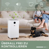 HOMCOM Luftentfeuchter, 5 Programme, 10L Wasser/Tag, Steuerung über WLAN/Google/Alexa, sehr leise, weiß, 25 x 25 x 50cm(m-4)