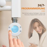 HOMCOM Badezimmerheizung, 24/7-Programmierung, 4 Modi, Überhitzungsschutz, 50 cm x 129 cm, Weiß(m-6)