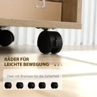 HOMCOM Druckerständer 2 Schubladen 1 Schrank 4 Rollen 80 cm × 38,5 cm × 74,5 cm Natur(m-6)