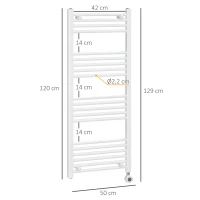 HOMCOM Badezimmerheizung, 24/7-Programmierung, 4 Modi, Überhitzungsschutz, 50 cm x 129 cm, Weiß(m-3)