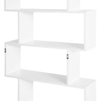 HOMCOM Wooden Wood S Shape Storage Display 6 Shelves Room Divider Unit Chest Bookshelf Bookcase Cupboard Cabinet Home Office Furniture (White)(m-12)