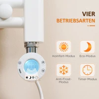 HOMCOM Badezimmerheizung, 24/7-Programmierung, 4 Modi, Überhitzungsschutz, 50 cm x 129 cm, Weiß(m-5)