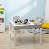 HOMCOM Kids Table and Chair Set, with Storage Space - Grey(m-7)