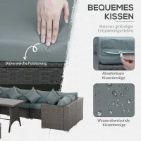 Outsunny poly-rotan zitset 10-delige zitgroep tuinset bankstel tuinmeubelen(m-5)