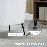 HOMCOM Poltroncina da Camera Imbottita con Rivestimento in Finta Pelle e Gambe in Acciaio, Bianco(m-5)