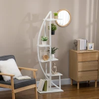 Outsunny Suport pentru plante cu 5 niveluri Scara in forma de jumatate de luna Suport pentru ghivece Raft pentru interior, exterior, camera de zi, studiu, balcon si dormitor(m-10)