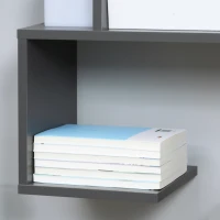HOMCOM Biblioteca moderna, cu rafturi de depozitare pentru camera de zi acasa, birou, studiu, gri(m-7)