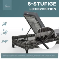 Outsunny tuinligstoel ligstoel 5-traps verstelbaar tuinmeubel staalgrijs(m-6)