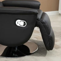 HOMCOM Scaun rabatabil , pivotant din stofa din microfibra cu cotiera captusita si suport pentru picioare pentru living, dormitor si biroul de acasa, negru(m-8)