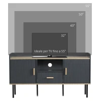 HOMCOM Mobile Porta TV fino a 55" con Ripiano, Cassetto e Armadietti, 120x40x65cm, Grigio(m-4)