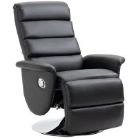 HOMCOM Scaun rabatabil , pivotant din stofa din microfibra cu cotiera captusita si suport pentru picioare pentru living, dormitor si biroul de acasa, negru(m-10)