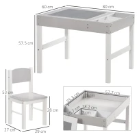 HOMCOM Kids Table and Chair Set, with Storage Space - Grey(m-3)