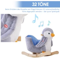 HOMCOM Schommelstoel met muziek schommelpinguïn schommelpaard handgrepen pluche(m-4)