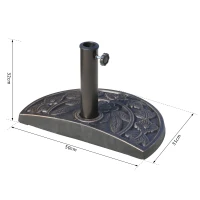 Outsunny Halfronde zonneschermstandaard zonneschermvoet schermvoet hars 50 x 31 x 32 cm 9 kg(m-3)