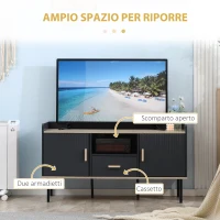 HOMCOM Mobile Porta TV fino a 55" con Ripiano, Cassetto e Armadietti, 120x40x65cm, Grigio(m-5)