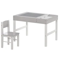 HOMCOM Kids Table and Chair Set, with Storage Space - Grey(m-1)
