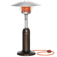 Outsunny 4KW Gas Patio Heater with Tip-over Protection, Outdoor Heater with Piezo Ignition, Adjustable Heat, Regulator and Hose for Garden, Outdoors, Brown(m-1)
