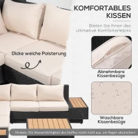 Outsunny luxe tuinset met planken 4 stuks PE rotan zwart(m-7)