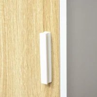 Kleankin Dulap de depozitare pentru baie inalt ,Organizator lateral subtire cu polita deschisa cu 2 niveluri, dulap, usa, alb(m-8)