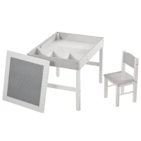 HOMCOM Kids Table and Chair Set, with Storage Space - Grey(m-11)